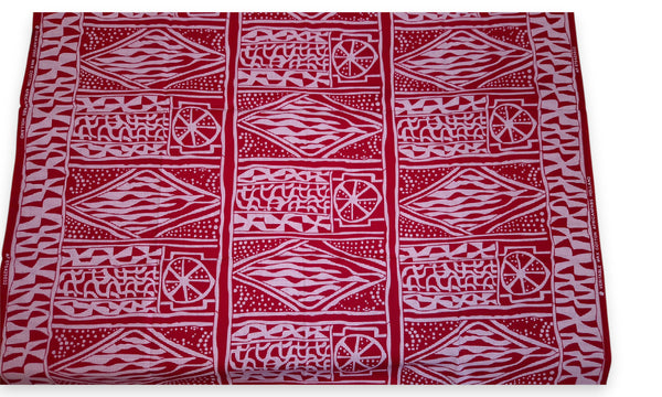 Afrikanischer Print Stoff - Rot Ndop Cameroon - 100% Baumwolle