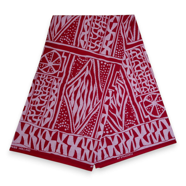 Afrikanischer Print Stoff - Rot Ndop Cameroon - 100% Baumwolle
