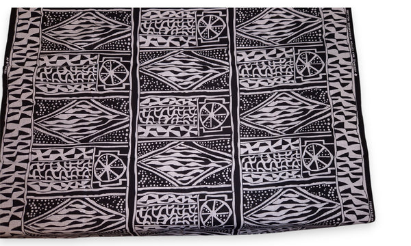 Afrikanischer Print Stoff - Schwarz und Weiß Ndop Cameroon - 100% Baumwolle