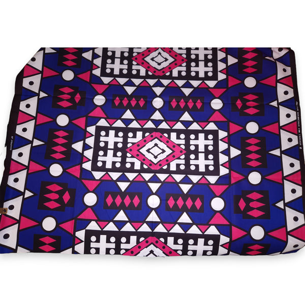 Afrikanischer Print Stoff - Blau Rosa Samakaka / Samacaca (Angola) - 100% Baumwolle