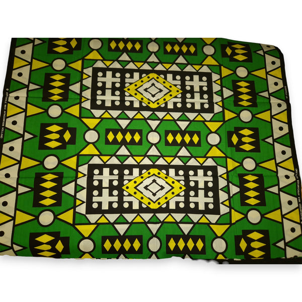 Afrikanischer Print Stoff - Grün Samakaka / Samacaca (Angola) - 100% Baumwolle