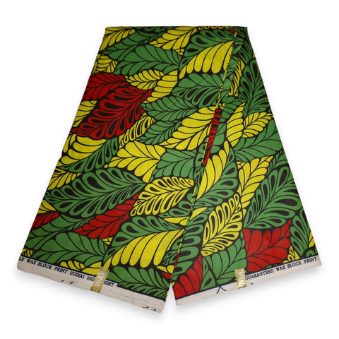 Afrikanischer Stoff - Multicolor Leaves  - Polycotton