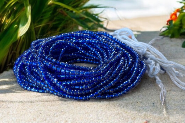 Waist Beads / Afrikanische Taillenkette - Uyi - Blau (Traditionelle nicht elastische Schnur)
