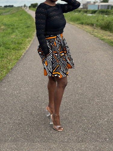 Afrikanischer Print Minirock - Braune Bogolan
