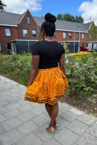 Afrikanischer Print Minirock - Senf Kampala pattern