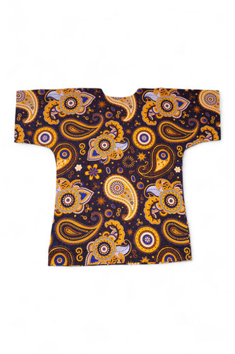 Dashiki Shirt / Dashiki Kleid - Marineblau Gelb Paisley - Afrikanisches Top - Unisex