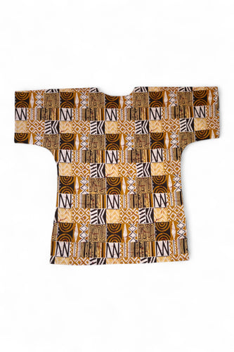 Dashiki Shirt / Dashiki Kleid - Sand Bogolan Mosaic - Afrikanisches Top - Unisex