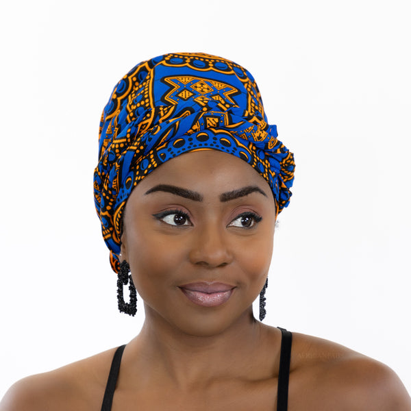 Easy headwrap / einfaches Kopftuch - Satinfutter - Ancient blau