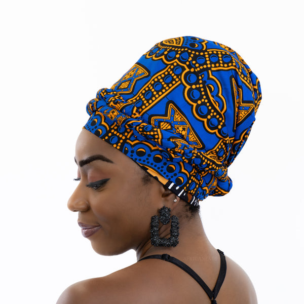 Easy headwrap / einfaches Kopftuch - Satinfutter - Ancient blau
