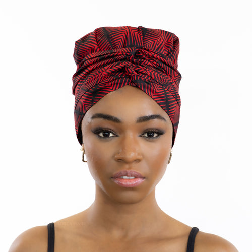 Easy headwrap / einfaches Kopftuch - Satinfutter - Rot Effects