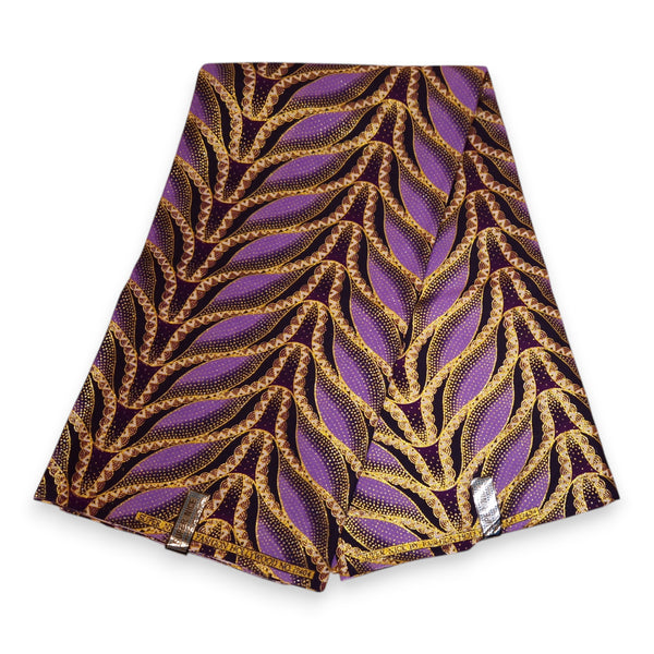 Afrikanischer Stoff - Exklusiv Verschönerte Glitzereffekte 100% Baumwolle - GL-4025 Lila Gold