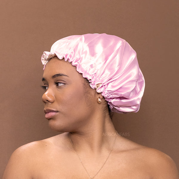 Rosa Satin bonnet / Schlafhaube / Hair Bonnet / Nachtmütze zum Schlafen