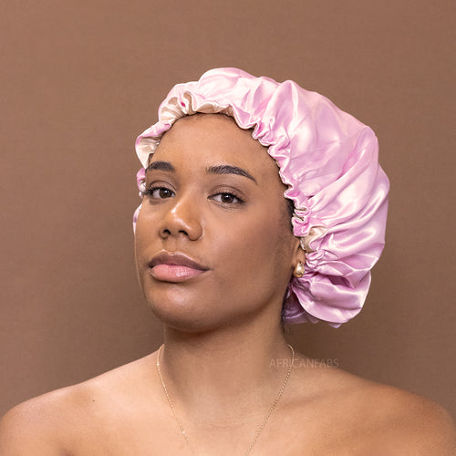 Rosa Satin bonnet / Schlafhaube / Hair Bonnet / Nachtmütze zum Schlafen