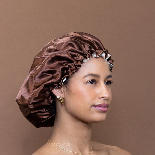 Schokoladenbraun Satin bonnet / Schlafhaube / Hair Bonnet / Nachtmütze zum Schlafen