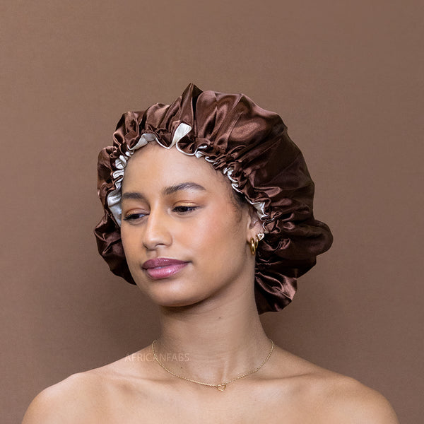 Schokoladenbraun Satin bonnet / Schlafhaube / Hair Bonnet / Nachtmütze zum Schlafen