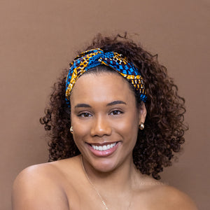 Haarband / Stirnband / Kopfband in Afrikanischer Print - Blau dotted patterns