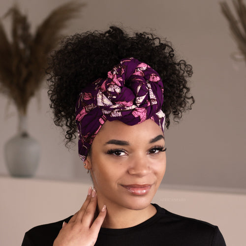 Afrikanisches Kopftuch / headwrap - Lila Flower