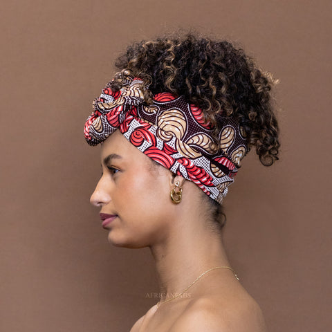 Afrikanisches Kopftuch / headwrap - Beige / Braun Paisley 