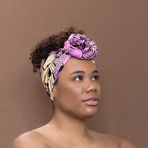 Afrikanisches Kopftuch / headwrap - Lila Große Blume