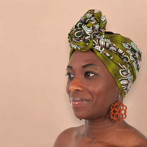 Afrikanisches Kopftuch / headwrap - Grün flower