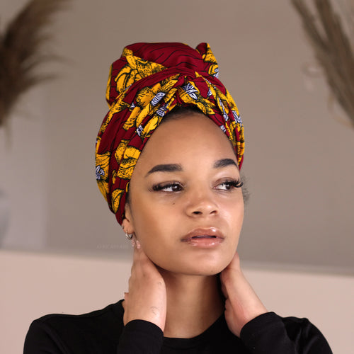 Afrikanisches Kopftuch / headwrap - Rot flowers