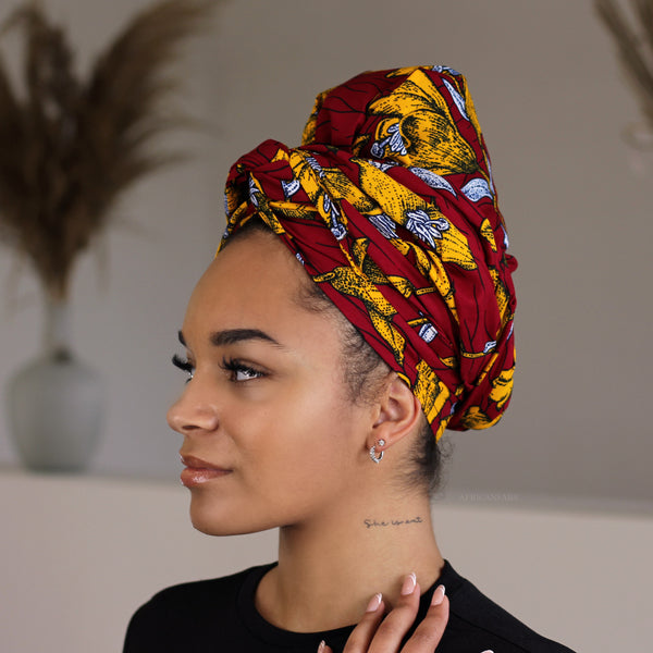 Afrikanisches Kopftuch / headwrap - Rot flowers