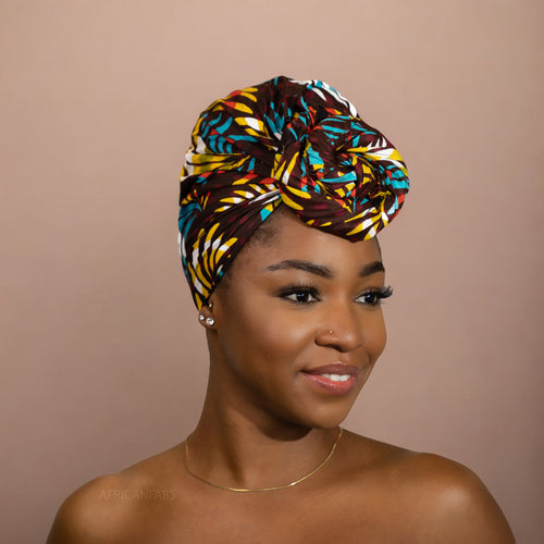 Afrikanisches Kopftuch / headwrap - Multicolor Feathers