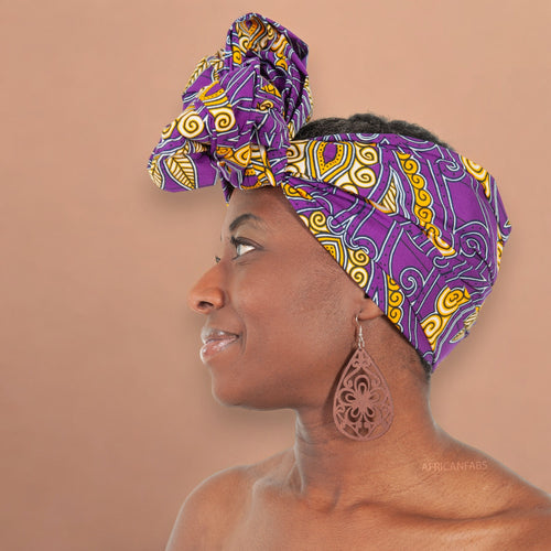 Afrikanisches Kopftuch / headwrap - Violett/Gelb
