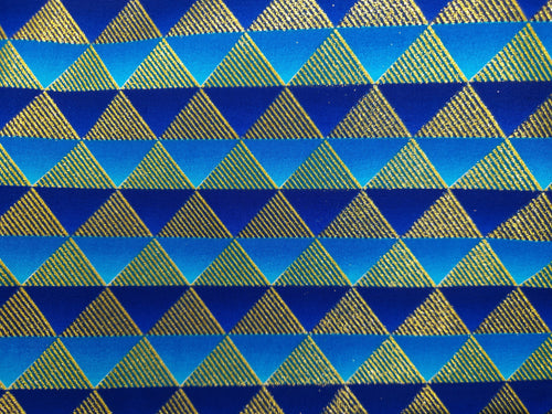 Afrikanischer Stoff - Exklusiv Verschönerte Glitzereffekte 100% Baumwolle - KT-3073 Gold Blau