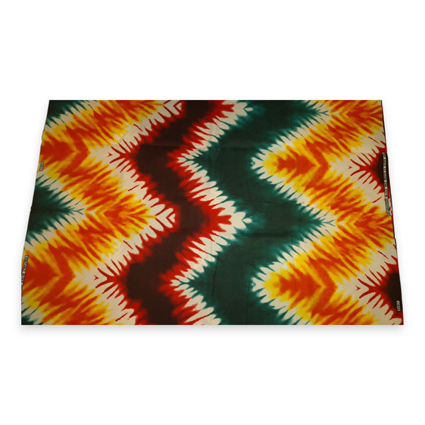 Afrikanischer Stoff - Orange / Grün Tie Dye - Polycotton