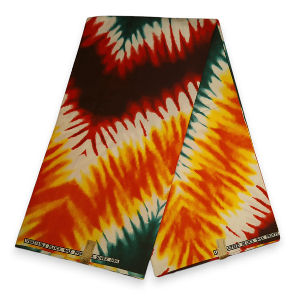 Afrikanischer Stoff - Orange / Grün Tie Dye - Polycotton