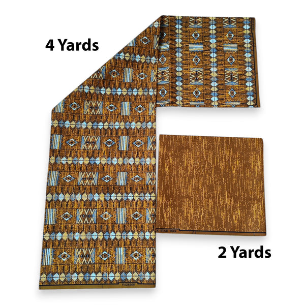 Afrikanischer Stoff - Two-Tone print Polycotton - 6 Yards Kombination (4+2 Yards) PO-5026