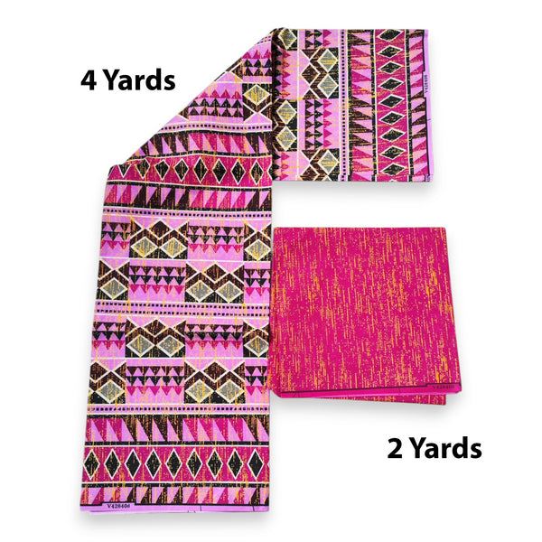 Afrikanischer Stoff - Two-Tone print Polycotton - 6 Yards Kombination (4+2 Yards) PO-5027