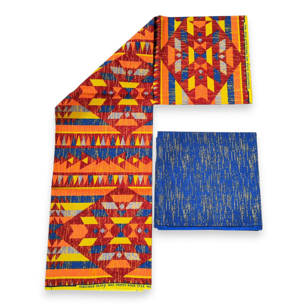 Afrikanischer Stoff - Two-Tone print Polycotton - 6 Yards Kombination (4+2 Yards) PO-5028