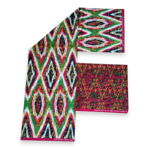 Afrikanischer Stoff - Two-Tone print Polycotton - 6 Yards Kombination (4+2 Yards) PO-5029