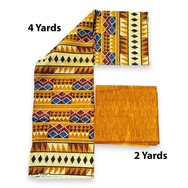 Afrikanischer Stoff - Two-Tone print Polycotton - 6 Yards Kombination (4+2 Yards) PO-5030