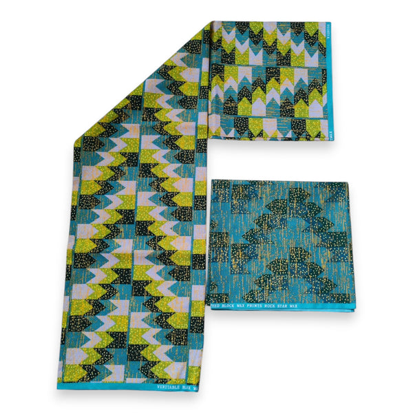 Afrikanischer Stoff - Two-Tone print Polycotton - 6 Yards Kombination (4+2 Yards) PO-5031