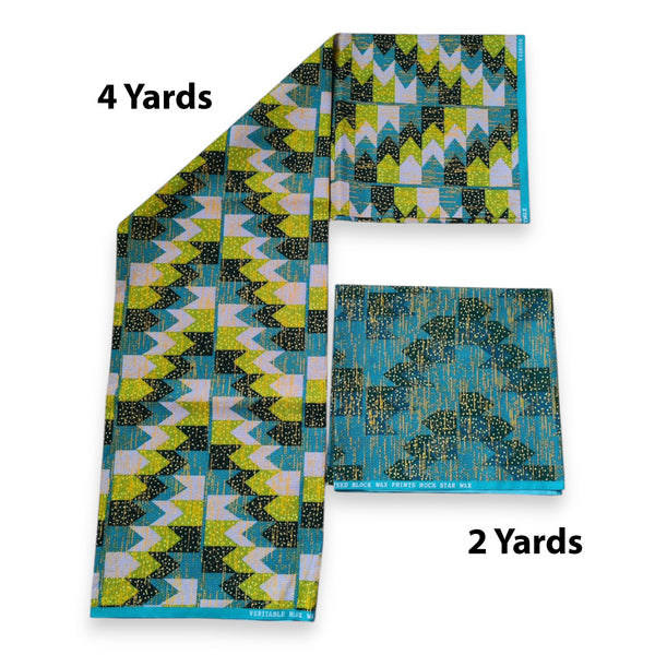 Afrikanischer Stoff - Two-Tone print Polycotton - 6 Yards Kombination (4+2 Yards) PO-5031