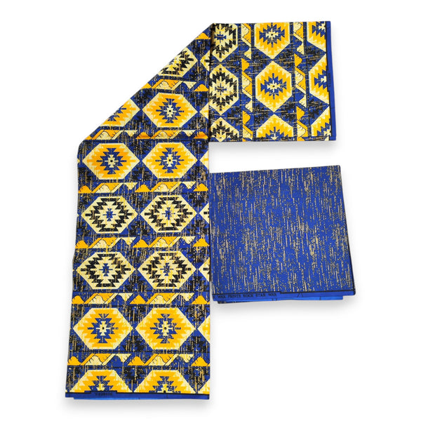 Afrikanischer Stoff - Two-Tone print Polycotton - 6 Yards Kombination (4+2 Yards) PO-5032