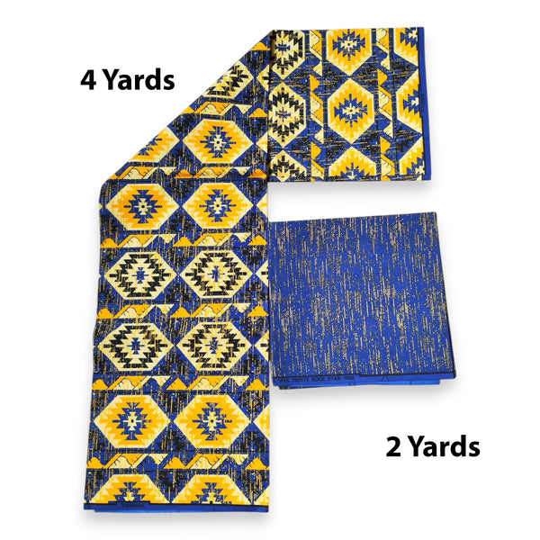 Afrikanischer Stoff - Two-Tone print Polycotton - 6 Yards Kombination (4+2 Yards) PO-5032
