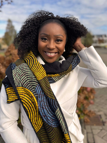 Afrikanischer Print Schal Unisex - Schmales Modell - Grüner Kreis
