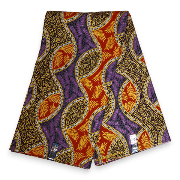 Afrikanischer Stoff - Exklusiv Verschönerte Glitzereffekte 100% Baumwolle - GL-4040 Gold Rot