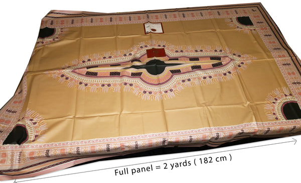 VLISCO Khaki / Creme Dashiki / Angelina Java Wax Afrikanischer Print Stoff