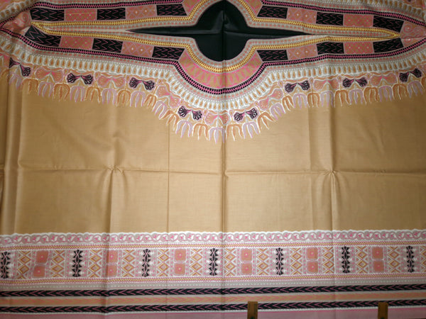 VLISCO Khaki / Creme Dashiki / Angelina Java Wax Afrikanischer Print Stoff