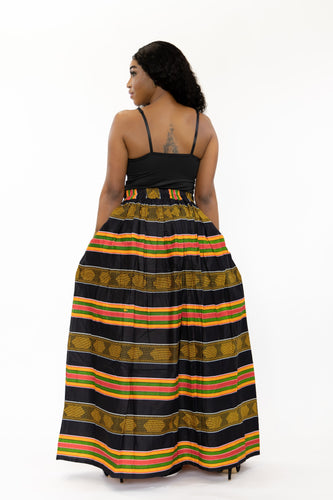 Maxirock mit afrikanischem Print - Schwarz Pan Africa
