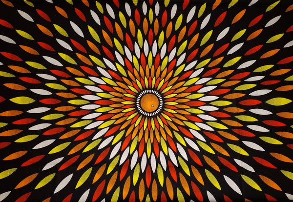 Afrikanischer Print Stoff - Schwarz / Gelb sunburst - 100% Baumwolle