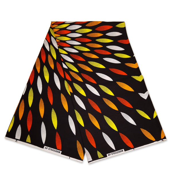 Afrikanischer Print Stoff - Schwarz / Gelb sunburst - 100% Baumwolle
