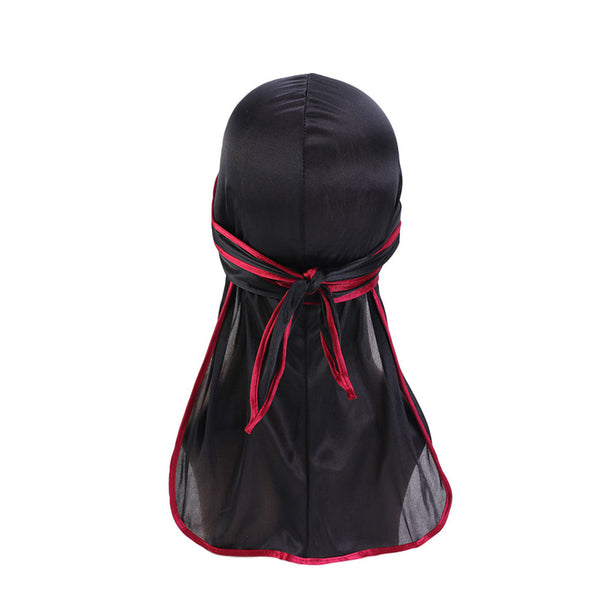 Durag / Du-rag / Bandana - Unisex - Schwarz mit rotem Rand