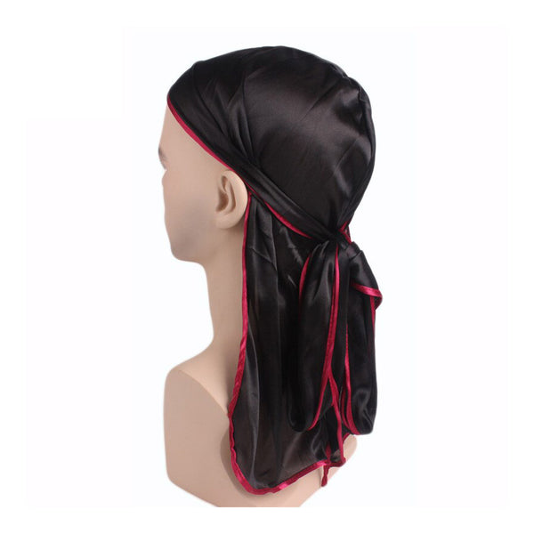 Durag / Du-rag / Bandana - Unisex - Schwarz mit rotem Rand