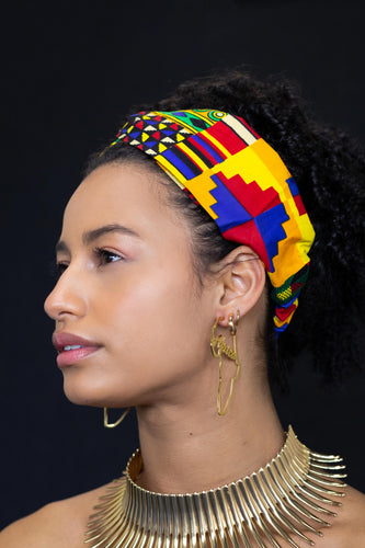Haarband / Stirnband / Kopfband in Afrikanischer Print - Gelb / Multicolour kente
